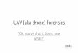 UAV (aka drone) Forensics - ursasecure.com · The proper term for drones is sUAS – small unmanned aerial system. Take a system approach to security and invesgaons, do not treat