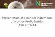 Presentation of Financial Statements of Not-for-Profit ... · Presentation of Financial Statements of Not-for-Profit Entities ASU 2016-14. ... • First phase in a two phase project