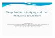 Sleep Problems in Aging and their toOutline Age‐related changes in sleep and related topics Common sleep problems in older adults and relevance to delirium Insomnia Sleep‐related