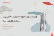 EXADATA for your Oracle DB - IwayDay10. Optimized and Faster Exadata Patching 11. Custom Diagnostic Package for Cell Aerts 12. VLAN support and automation 13. Exachk –full stack