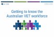 Getting to know the Australian VET workforce...Diploma of VET (TAE 50111, TAE50116) 1.0 Diploma of Training Design and Development (TAE50211, TAE50216) 0.6 Any other Diploma in Adult