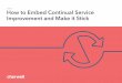 How to Embed Continual Service Improvement and Make it Stick€¦ · How to Embed Continual Service Improvement and Make it Stick. 2 CSI Must be Part of a Service Desk’s Culture