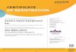 CERTIFICATE OF REGISTRATION - Contro Valve · Sale of instrumentation. Sale of industrial automation. Sale of valve accessories. Design, fabrication and sales of analytical Equipment