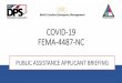 COVID-19 March 13th, 2020 FEMA-3471EM-NC · FEMA does not (ex: HHS, CDC, Cares Act) •Document ALL your expenses now even if not FEMA reimbursable – those expenses might be covered