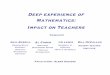Deep experience of Mathematics: Impact on Teachers · Ratings consistently 3.8, 3.9 out of 4. 80% learned new content. Teachers • Made connections did not know exist • Increased