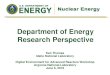Department of Energy Research PerspectiveThomas-INL.pdf · Safety System (PSS) Division A Main Control Room (MCR) Operator Console (OC) – 1 for Reactor Operator (RO) -1 PCS Network