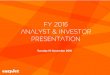 FY 2016 Analyst & investor presentationcorporate.easyjet.com/.../fy-2016-results-presentation.pdfAnalyst & investor presentation Tuesday 15 November 2016 Introduction Carolyn McCall