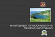 MANAGEMENT OF BIODIVERSITY IN TRINIDAD AND TOBAGO - Trinidad...•98 species of reptiles •38 species of amphibians •659 species of butterflies • 1051 species of fish •523 species