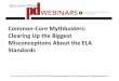 Common-Core Mythbusters: Clearing Up the Biggest ... · fulfilling the standards requires a 50-50 balance between informational and literary reading. The K- 5 standards also strongly
