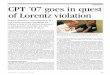 CPt ’07 goes in quest of Lorentz violation · Boston University and the Muon (g-2) Collaboration at Brookhaven represent the highest-sensitivity test of Lorentz and CPT violation