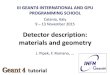 III GEANT4 INTERNATIONAL AND GPU …...tutorial Detector description: materials and geometry III GEANT4 INTERNATIONAL AND GPU PROGRAMMING SCHOOL Catania, Italy 9 –13 November 2015