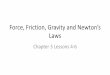 Force, Friction, Gravity and Newton’s€¦ · Balanced and Unbalanced Forces ... •use Newton’s 2nd law to solve for force or acceleration . 60N . Newton's First Law of Motion