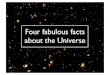 Four fabulous facts about the Universecblake/NewViews.pdf · Cosmology F.A.Q. Q. What is the Universe expanding into ? Q. Where is the edge of the Universe ? Q. What happened before