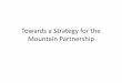 Towards a Strategy for the Mountain Partnership€¦ · •Primary geographical focus at regional scale –include linkages between mountains and adjacent regions also recognise need