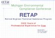Michigan Environmental Compliance Conference RETAP · Michigan Environmental Compliance Conference . RETAP . Retired Engineer Technical Assistance Program . 2000 Years of . Professional