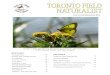 Number 605 September 2014 - Toronto Field Naturalists · Monthly Meetings Notice Toronto Wildlife Centre Open House. 3 17: Monthly Meeting Report 7: President’s Report 6: ... south