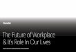 The Future of Workplace & It’s Role In Our Lives...The Future of Workplace & It’s Role In Our Lives - Technological advancements - Proliferation of data - Evolving patterns of