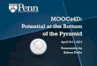 MOOCs4D: Potential at the Bottom of the PyramidMOOCs are expected to contribute significantly in increasing enrollment in AVU programs. • The outputs of Multinational Projects I
