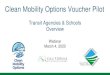 Transit Agencies & Schools Overview - Clean Mobility Options€¦ · Eligibility Overview Mobility Projects and Needs Assessments o Applicant: Public entity, qualified nonprofit,