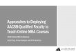 Approaches to Deploying AACSB-Qualified Faculty to Teach Online MBA … · 2019-10-04 · Approaches to Deploying AACSB-Qualified Faculty to Teach Online MBA Courses 2019 Online MBA