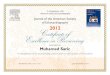 2012 Member Pages/Muhamed/Awards/2012_JASE...2012 Muhamed Saric Alan Pearlman, M.D., Editor-in-Chief Jane Grochowski, Publisher Journal of the American Society Of Echocardiography