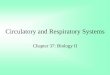 Circulatory and Respiratory Systems - Science Class: Mrs. …aboulougouras.weebly.com/uploads/2/7/8/9/2789815/... · 2019-12-03 · Circulatory and Respiratory Systems Chapter 37: