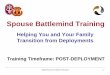 Spouse Battlemind Training - Network of Care · Actions Spouses Can Take: Help your Soldier resume family roles, despite possible resistance from your kids. Share day-to-day responsibilities