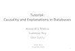 Tutorial: Causality and Explanations in Databasessudeepa/papers/Tutorial... · 2019-07-22 · We remember seeing the flame, and feeling a sensation called heat; without further ceremony,