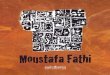 Moustafa Fathi - exhibit- encaustic Fayum portrait, a wooden Egyptian ushabti, and somewhere else, a