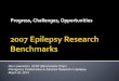 Progress, Challenges, Opportunities · Challenges and Opportunities Despite new anticonvulsant drugs, 25-35% of people with epilepsy lack adequate seizure control Challenges in therapy