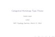 Categorical Homotopy Type Theory · The emergence of Homotopy Type Theory Gestation: IRussell: Mathematical logic based on the theory of types (1908) IChurch: A formulation of the