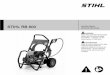 STIHL RB 600 - STIHL USA Mobile · water supply company to prevent water flowing back from the pressure washer into the drinking water main. Do not use the machine with dirty water