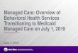 Managed Care: Overview of Behavioral Health Services ... · Introduction & Housekeeping Reminders ‣Slides and recording will be posted at MCTAC.org ‣Information and timelines