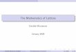 The Mathematics of Lattices 2020-02-07آ  Point Lattices and Lattice Parameters (Point) Lattices Traditional