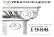 Virginia Register of Regulations Vol. 2 Iss. 25register.dls.virginia.gov/vol02/iss25/v02i25.pdfIndex -1st Issue, Volume III 1987 Jan. 5 Dec. 17 Jan. 19 Dec. 31 Feb. 2 Jan. 14 Feb