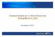 Financial Results for 1 Half of Fiscal Year Ending March ...€¦ · Financial Results for 1stHalf of Fiscal Year Ending March 31, 2012 November 9, ... • Accounting policies used