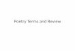 Poetry Terms and Review Poetry Terms and Review . Elements of Poetry Poets have many tools they use