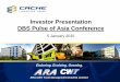Investor Presentation DBS Pulse of Asia Conference · Acquired Air Market Logistics Centre for S$13 mil •Delivered a DPU of 8.235 cents 2012 •March: Successfully raised equity