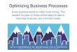 Optimizing Business Processes...Optimizing Business Processes Every business wants to make more money. This session focuses on those critical steps to take to maximize revenues, and