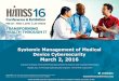Systemic Management of Medical Device Cybersecurity March 2, … · 2017-07-20 · Systemic Management of Medical Device Cybersecurity March 2, 2016 ... Began coordination with Department