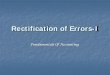 Rectification of Errors-I › pdf › 16780Rectification_of... · 2016-05-17 · Rectification Of Errors -I 21 . Exercise • Payment of Rs. 75 for salaries (to Mohan) has been posted