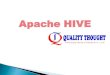 Apache HIVE - Quality Thought · 2019-12-30 · INFO-SYSTEMS (INDIA) PVT. Some Hive Built-in Functions Mathematical Functions ( floor, rand, Collection Functions ( size — Size of