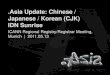 Asia Update: Chinese / Japanese / Korean (CJK) IDN Sunrise · Japanese / Korean (CJK) IDN Sunrise ... search keyword •Searching: Media Asia ... Increase perceived value of domain