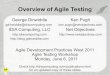 Overview of Agile Testing - iDIA Computingidiacomputing.com/pub/Overview_of_Agile_Testing.pdf · 2011-07-13 · Overview of Agile Testing George Dinwiddie gdinwiddie@idiacomputing.com