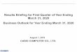 Results Briefing for First Quarter of Year Ending March 31 ...Results Briefing for First Quarter of Year Ending March 31, 2020. Business Outlook for Year Ending March 31, 2020. Forward-looking