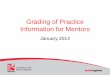 Grading of Practice Information for Mentors · Grading of practice • Background - Empowering service user perspectives. Limited evidence. Literature review and learning from other