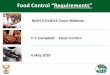 Food Control Requirements · 2020-05-07 · 11 •Applicable to all food premises except those controlled in terms of the Meat Safety Act, 2000 •Food Premises: building, structure,