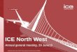 ICE North West · ICE North West AGM 2015 Institution of Civil Engineers •76 graduates sat the Professional Review •33 Technicians sat TMICE review •Overall membership numbers