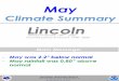 Climate SummaryMay Climate Summary Lincoln Temperatures This May: 70.0° Normal May: 74.2° 4.2° below normal Ave. High: This May: 50.1° Normal May: 50.5° 0.4° below normal Ave