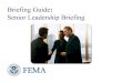 Briefing Guide: Senior Leadership Briefing Briefing Guide: Senior Leadership Briefing Subject: This